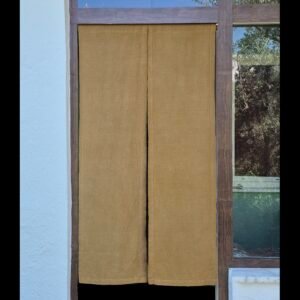 Plant Dyed Gold Japanese Noren, Linen Solid Room Divider Door Curtain