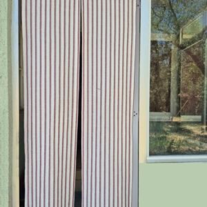 Burgundy Striped Noren Curtain – Japanese Linen Blend Room Divider