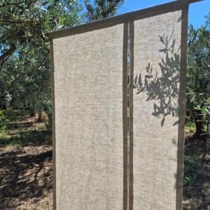 Natural Undyed Linen Japanese Noren, Textured Doorway Divider Curtain