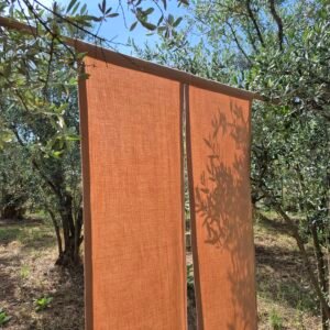 Plant Dyed Japanese Noren, Brown Muslin Room Divider Door Curtain