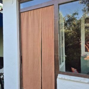 Plant Dyed Terracotta Japanese Noren, Pure Linen Solid Door Curtain