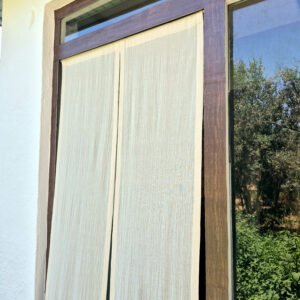 Natural Crinkled Woven Japandi Noren, Solid Room Divider Door Curtain